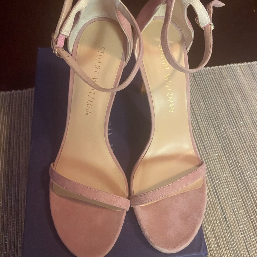 Stuart Weitzman Nudist Light Pink Suede Sandals